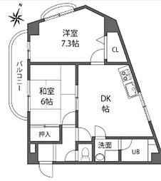 メゾンM.T 2DKの間取図画像