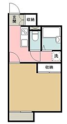 レオネクストメゾン　グリシーヌ 1階1Kの間取り