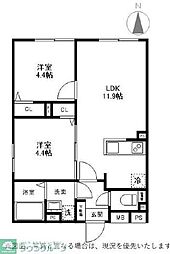 マリオン杉並 2階2LDKの間取り