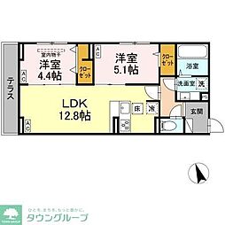 D-PRECIOUS武蔵野 305 3階2LDKの間取り