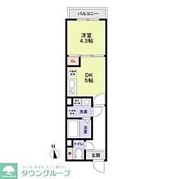 Ｊブラン関町 2階1DKの間取り