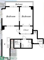 石井ハイム 6階2DKの間取り