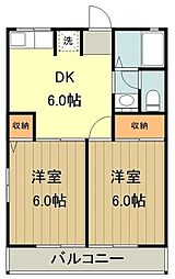 レトア 1階2DKの間取り