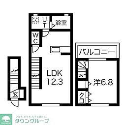 プラチナフォルム東中野 2階1LDKの間取り