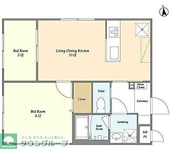 ウェルスクエアイズム上北沢 4階2LDKの間取り