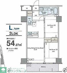 ラグゼナ平和台 4階2LDKの間取り
