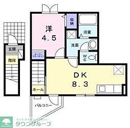 アニュ−グレイス新井薬師 2階1LDKの間取り