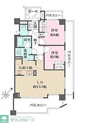 クレアトール高井戸 2階2LDKの間取り