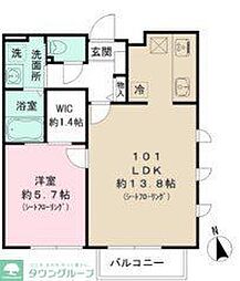 スリジエ 1階1LDKの間取り