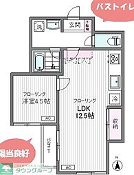 コートIIトリイ 2階1LDKの間取り