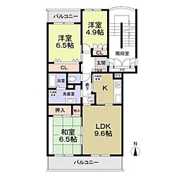 テレパレス中村南　1号棟・2号棟 1階3LDKの間取り