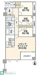 ファミールスクエア中野坂上 3階3LDKの間取り