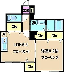 エリュシオン 1DKの間取図画像