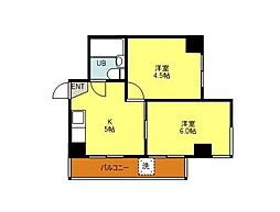 ビバリーハウスNo.7 2Kの間取図画像