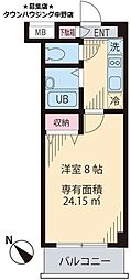 グランフェニックス 1Kの間取図画像