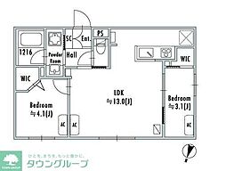 中野区鷺宮3丁目マンション 2LDKの間取図画像