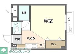 レインボーコート ワンルームの間取図画像