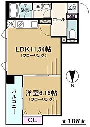 プラムコート東中野 1LDKの間取図画像