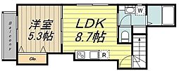 サンルミエール 1LDKの間取図画像