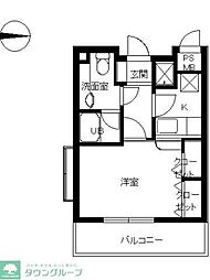 ヴァンテアンライフ高円寺壱番館 1Kの間取図画像