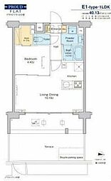 プラウドフラット中野 1LDKの間取図画像
