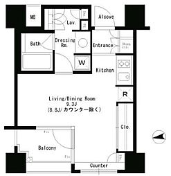 パークアクシス神楽坂ステージ ワンルームの間取図画像