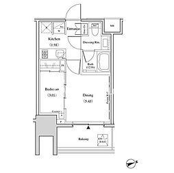 ザ・パークハビオ北千住 9階1DKの間取り