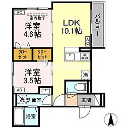 セレスティア荒川II 203 2階2LDKの間取り
