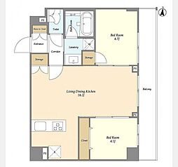クレアティフ日暮里（CREATIF日暮里） 2階2LDKの間取り