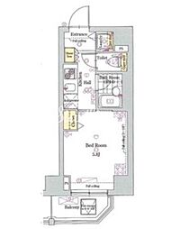 グラントゥルース西日暮里 6階1Kの間取り