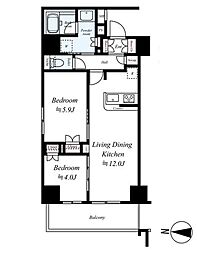 イアース西日暮里 2LDKの間取図画像