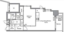 RESIDIAIRIYA 1LDKの間取図画像
