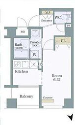 プレールドゥーク上野NORTH 1Kの間取図画像