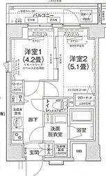 ルフレプレミアム町屋 2Kの間取図画像
