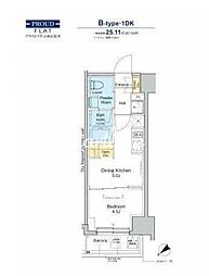 PROUDFLAT西日暮里 1DKの間取図画像