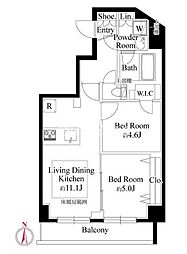 レアライズ西日暮里ノース 2LDKの間取図画像