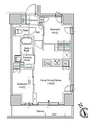 ワンルーフレジデンス西日暮里 2LDKの間取図画像