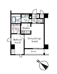 アルコバレーノ三ノ輪(ARCOBALENO MINOWA) 1LDKの間取図画像