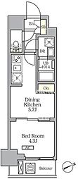 グランエール西日暮里SOUTH 1DKの間取図画像