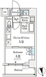 クラリティア浅草 1DKの間取図画像