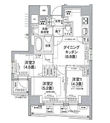 ルフレプレミアム町屋 3DKの間取図画像