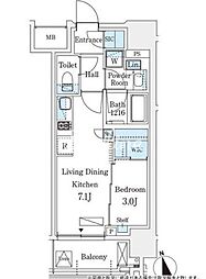 シーズンフラッツ浅草六丁目 1DKの間取図画像