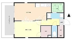 ノーブル日暮里 1DKの間取図画像
