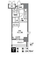 カスタリア三ノ輪 1Kの間取図画像