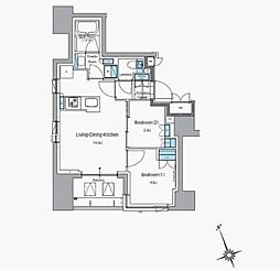 ルフォンプログレ上野入谷プレイス 2LDKの間取図画像