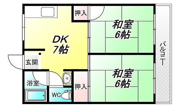 駅前コーポラス 401｜大阪府八尾市北本町2丁目(賃貸マンション2DK・4階・40.00㎡)の写真 その2