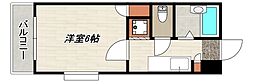 ピュア鴨池 3階1Kの間取り