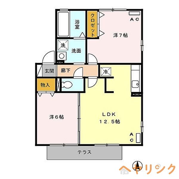 サンハウス　B ｜愛知県日進市赤池南2丁目(賃貸アパート2LDK・1階・57.65㎡)の写真 その2