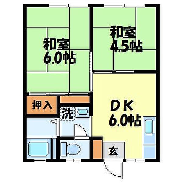 ハイツ旭（東本町） 203｜長崎県諫早市東本町(賃貸アパート2K・2階・35.90㎡)の写真 その2