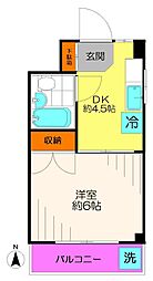 富士コーポ 1Kの間取図画像
